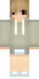 Aesthetic Minecraft skin: a soft aesthetic skin with a cream hoodie and white sneakers (front view, option 2)