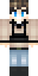 Aesthetic Minecraft skin: an aesthetic boy in a beige sweater and black jeans (front view, option 3)