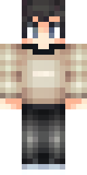 Aesthetic Minecraft skin: an aesthetic boy in a beige sweater and black jeans (front view, option 4)