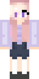 Aesthetic Minecraft skin: an aesthetic girl in a pastel lavender cardigan (front view, option 4)