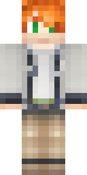Alex Minecraft skin: alex as an explorer with orange hair and a backpack (front view, option 1)
