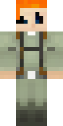 Alex Minecraft skin: alex as an explorer with orange hair and a backpack (front view, option 2)