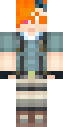 Alex Minecraft skin: alex as an explorer with orange hair and a backpack (front view, option 3)