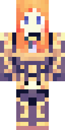 Alex Minecraft skin: alex in golden armor with long orange hair (front view, option 2)