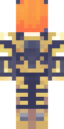 Alex Minecraft skin: alex in golden armor with long orange hair (front view, option 3)