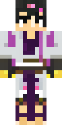 Anime Minecraft skin: an anime swordsman with a white haori and a katana (front view, option 2)