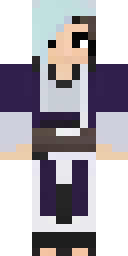 Anime Minecraft skin: an anime swordsman with a white haori and a katana (front view, option 3)