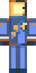 Astronaut Minecraft skin: a space explorer in a blue suit with stars (front view, option 1)