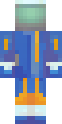 Astronaut Minecraft skin: a space explorer in a blue suit with stars (front view, option 3)