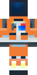 Astronaut Minecraft skin: an astronaut in an orange space suit with a gold helmet (front view, option 1)