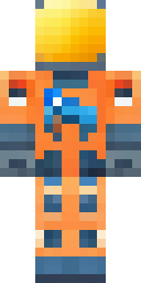 Astronaut Minecraft skin: an astronaut in an orange space suit with a gold helmet (front view, option 2)