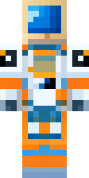 Astronaut Minecraft skin: an astronaut in an orange space suit with a gold helmet (front view, option 3)