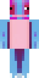 Axolotl Minecraft skin: a blue axolotl with purple gills (front view, option 1)