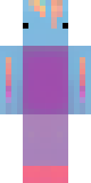 Axolotl Minecraft skin: a blue axolotl with purple gills (front view, option 3)