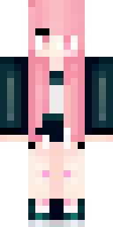 Axolotl Minecraft skin: a girl in a pink axolotl hoodie (front view, option 2)