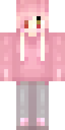 Axolotl Minecraft skin: a girl in a pink axolotl hoodie (front view, option 3)