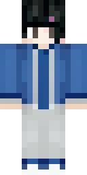 Boy Minecraft skin: a boy with black hair in a blue baseball jacket (front view, option 3)