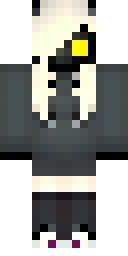 Cat Minecraft skin: a black cat girl with yellow eyes and a hoodie (front view, option 1)