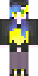 Cat Minecraft skin: a black cat girl with yellow eyes and a hoodie (front view, option 2)