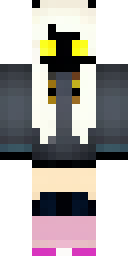Cat Minecraft skin: a black cat girl with yellow eyes and a hoodie (front view, option 3)