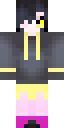Cat Minecraft skin: a black cat girl with yellow eyes and a hoodie (front view, option 4)