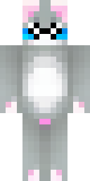 Cat Minecraft skin: a grey kitten onesie with pink ears (front view, option 1)