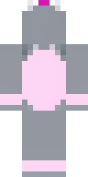 Cat Minecraft skin: a grey kitten onesie with pink ears (front view, option 3)