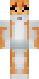 Cat Minecraft skin: an orange tabby cat person with a white chest (front view, option 4)