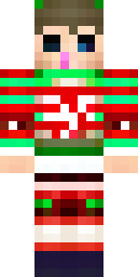 Christmas Minecraft skin: a kid in an ugly christmas sweater with a reindeer (front view, option 2)