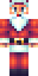 Christmas Minecraft skin: santa claus with a red suit and white beard (front view, option 1)