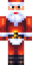 Christmas Minecraft skin: santa claus with a red suit and white beard (front view, option 2)