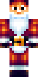 Christmas Minecraft skin: santa claus with a red suit and white beard (front view, option 3)