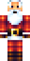 Christmas Minecraft skin: santa claus with a red suit and white beard (front view, option 4)