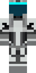 Cool Minecraft skin: a cool cyber soldier with a neon blue visor (front view, option 2)