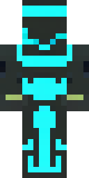 Cool Minecraft skin: a cool cyber soldier with a neon blue visor (front view, option 3)