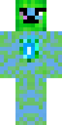 Creeper Minecraft skin: a charged creeper with a glowing blue aura (front view, option 1)