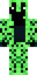 Creeper Minecraft skin: a green creeper with a black creeper face (front view, option 4)