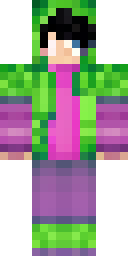 Creeper Minecraft skin: a person in a green creeper hoodie (front view, option 1)