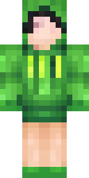 Creeper Minecraft skin: a person in a green creeper hoodie (front view, option 3)