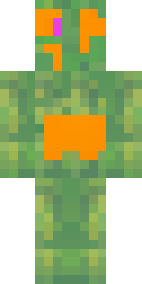 Creeper Minecraft skin: a pumpkin creeper with an orange carved face (front view, option 1)