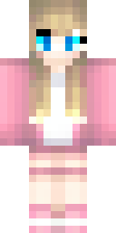 Cute Minecraft skin: a cute bunny girl with a pink hoodie (front view, option 4)