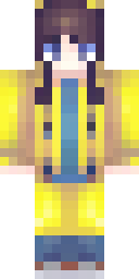 Cute Minecraft skin: a cute kid in a yellow raincoat (front view, option 2)
