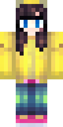 Cute Minecraft skin: a cute kid in a yellow raincoat (front view, option 3)