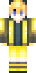 Cute Minecraft skin: a cute kid in a yellow raincoat (front view, option 4)