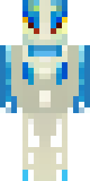 Dragon Minecraft skin: a blue ice dragon humanoid with white horns (front view, option 1)