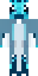 Dragon Minecraft skin: a blue ice dragon humanoid with white horns (front view, option 2)