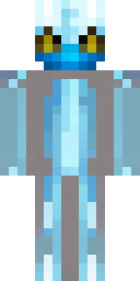 Dragon Minecraft skin: a blue ice dragon humanoid with white horns (front view, option 4)