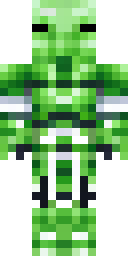 Dragon Minecraft skin: a dragon rider in green armor with dragon scale shoulders (front view, option 1)