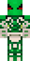Dragon Minecraft skin: a dragon rider in green armor with dragon scale shoulders (front view, option 4)