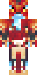 Dragon Minecraft skin: a red dragon warrior with scales and horns (front view, option 4)